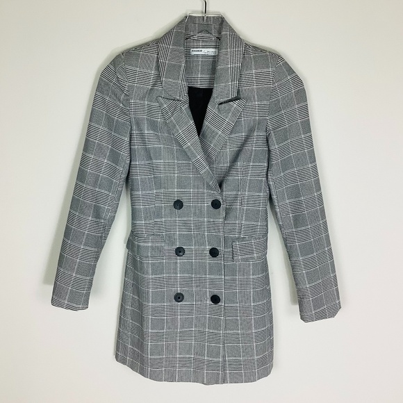 Pull‎ & Bear Double Breasted Houndstooth Blazer Jacket - Picture 3 of 12